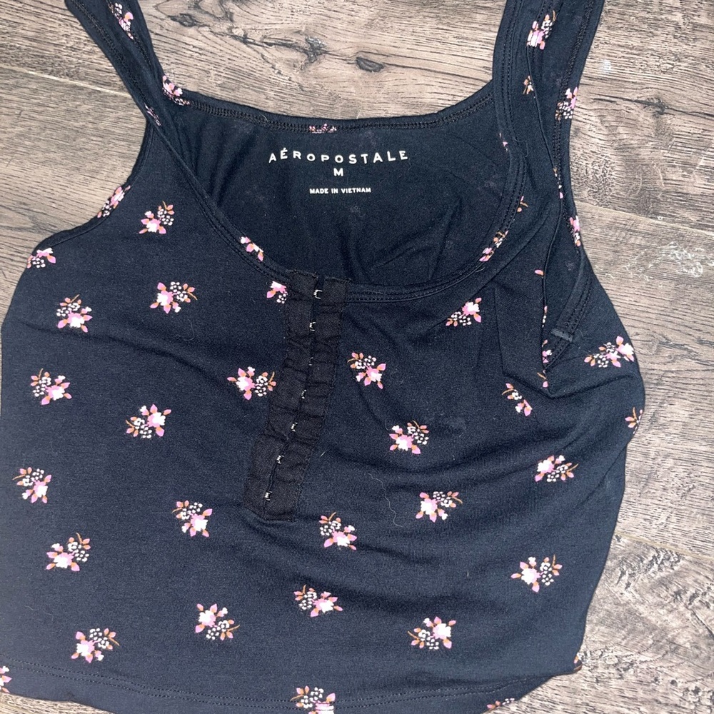 Aeropostale Black Floral Women's Top